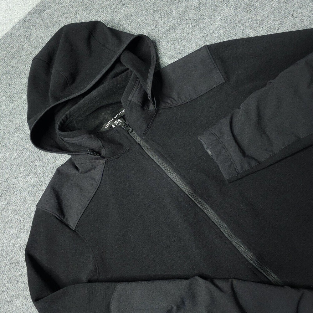 Mission Workshop Jacket Mens Medium Black THE BOSUN Merino Blend Full Zip Hooded